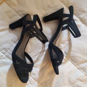 Black stretch sandals 3.25" heel